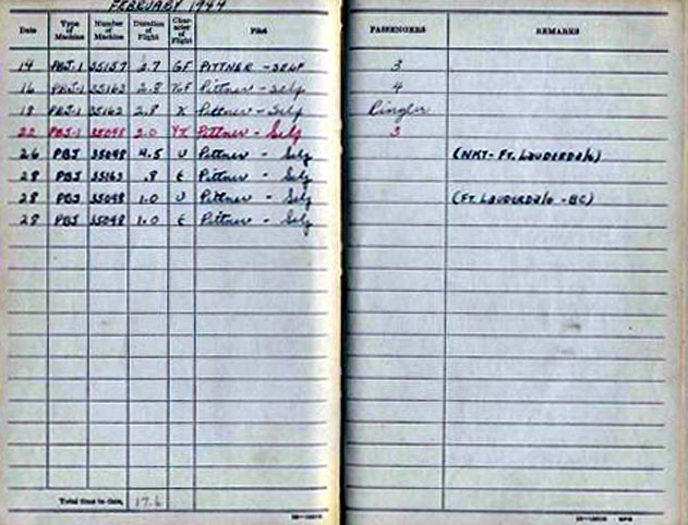 Log Book of 1stLt Robert A. Brueggestrass: February 1944