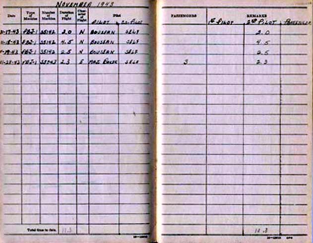Log Book of 1stLt Robert A. Brueggestrass: November 1943