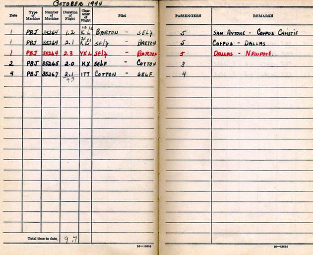 Log Book of 1stLt Robert S. Ligon: October 1944