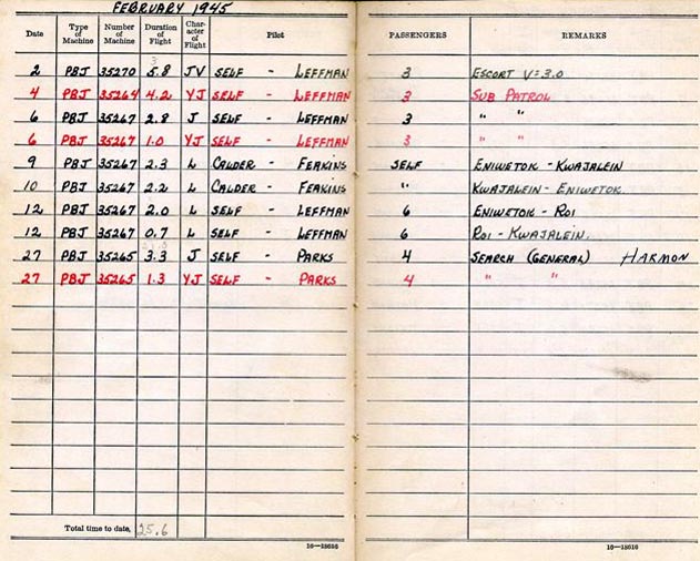 Log Book of 1stLt Robert S. Ligon: February 1945